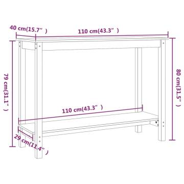 Console Table Black - Solid Pine Wood 110x40x80 cm | Hipo Market