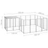 Durable Dog Kennel Silver 6.05 m² Steel | Hipomarket UK