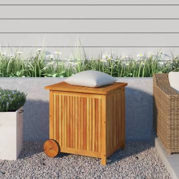 Garden Storage Box with Wheels - Solid Acacia Wood 60x50x58 cm