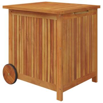 Garden Storage Box with Wheels - Solid Acacia Wood 60x50x58 cm