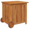 Garden Storage Box with Wheels - Solid Acacia Wood 60x50x58 cm