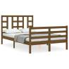 Honey Brown Small Double Bed Frame with Headboard - Solid Wood