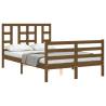 Honey Brown Small Double Bed Frame with Headboard - Solid Wood