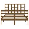 Honey Brown Small Double Bed Frame with Headboard - Solid Wood