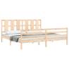 Solid Wood Bed Frame with Headboard 200x200 cm - HipoMarket