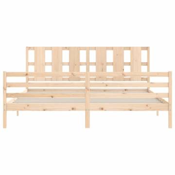 Solid Wood Bed Frame with Headboard 200x200 cm - HipoMarket