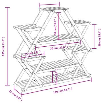 Flower Stand 110x25x105 cm - Solid Wood Fir | HipoMarket