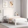 Bed Frame with Headboard White Small Single Solid Wood Colour white Size 75 x 190 cm 