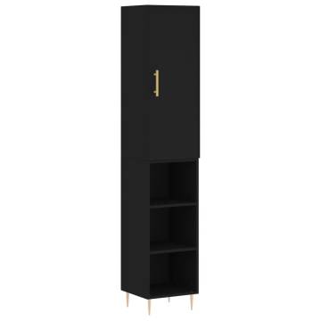 Elegant Highboard in Black | 34.5x34x180 cm Engineered Wood