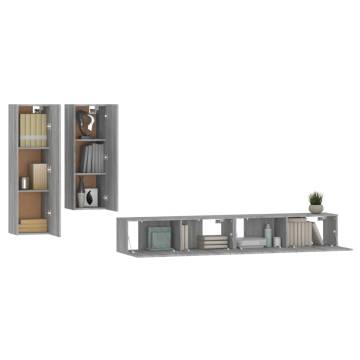 4 Piece Grey Sonoma TV Cabinet Set - Stylish & Practical Design