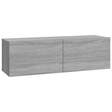 4 Piece Grey Sonoma TV Cabinet Set - Stylish & Practical Design