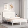 Bed Frame with Headboard White 140x200 cm Solid Wood Colour white Size 140 x 200 cm 