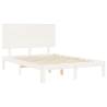 White Bed Frame with Headboard 140x200 cm | Solid Wood