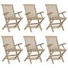 Folding Garden Chairs 6 pcs Grey - Solid Teak Wood