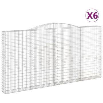 Arched Gabion Baskets 6 pcs | Galvanised Iron Garden Barrier