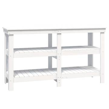 Work Bench White 142.5x50x80 cm - Solid Pine Wood | HipoMarket