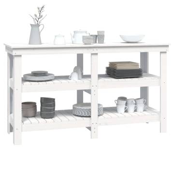 Work Bench White 142.5x50x80 cm - Solid Pine Wood | HipoMarket