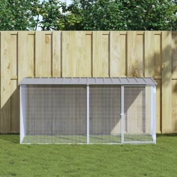 Durable Light Grey Chicken Cage with Roof - 203x98 cm