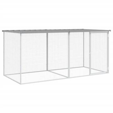 Durable Light Grey Chicken Cage with Roof - 203x98 cm