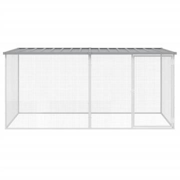 Durable Light Grey Chicken Cage with Roof - 203x98 cm