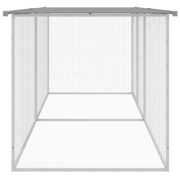 Durable Light Grey Chicken Cage with Roof - 203x98 cm