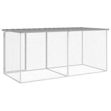 Durable Light Grey Chicken Cage with Roof - 203x98 cm