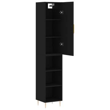 Elegant Highboard in Black | 34.5x34x180 cm Engineered Wood