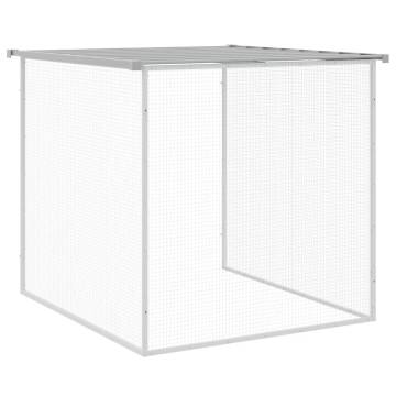 Durable Light Grey Chicken Cage with Roof - 203x98 cm