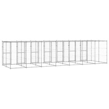 Outdoor Dog Kennel Galvanised Steel with Roof | 16.94 m²