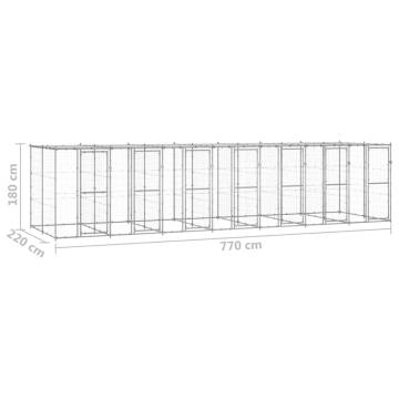 Outdoor Dog Kennel Galvanised Steel with Roof | 16.94 m²