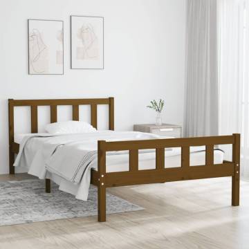 Honey Brown Solid Wood Bed Frame 100x200 cm | HipoMarket