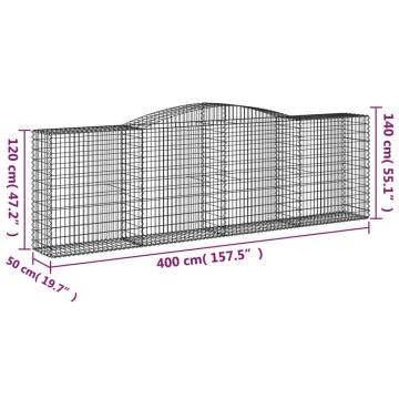 Arched Gabion Baskets - 8 pcs Galvanised Iron for Garden Use