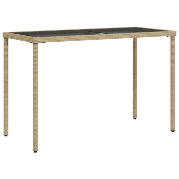 Stylish Beige Garden Table with Glass Top - 115x54x74 cm