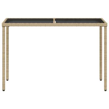 Stylish Beige Garden Table with Glass Top - 115x54x74 cm