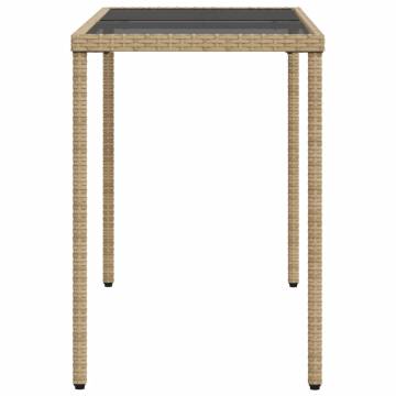 Stylish Beige Garden Table with Glass Top - 115x54x74 cm