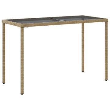 Stylish Beige Garden Table with Glass Top - 115x54x74 cm