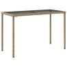 Stylish Beige Garden Table with Glass Top - 115x54x74 cm