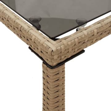 Stylish Beige Garden Table with Glass Top - 115x54x74 cm