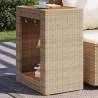 Garden Side Table with Wooden Top Beige 60x40x75 cm Poly Rattan Colour beige Size 60 x 40 x 75 cm Quantity in Package 1 