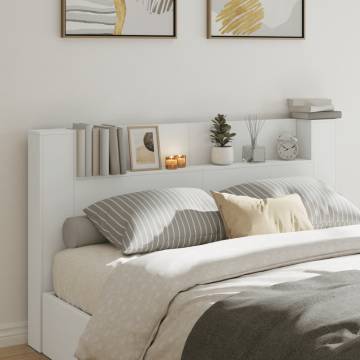 Headboard Cabinet with LED - Modern White Design | HipoMarket