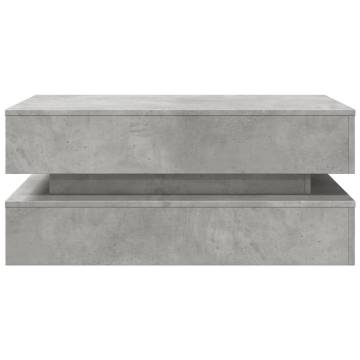 Modern Coffee Table with LED Lights - Concrete Grey 90x50 cm