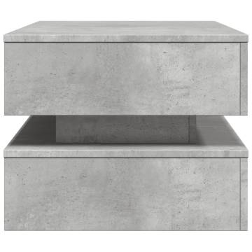 Modern Coffee Table with LED Lights - Concrete Grey 90x50 cm