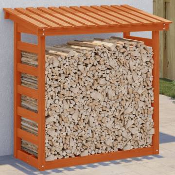 Firewood Rack Wax Brown - Solid Pine Wood Storage 108x64.5x110 cm