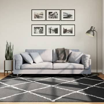 Shaggy Rug Black & Cream 200x200 cm - High Pile Comfort