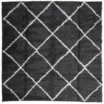 Shaggy Rug Black & Cream 200x200 cm - High Pile Comfort