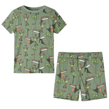 Kids' Short Sleeve Pyjamas Light Khaki - Size 116 | HipoMarket