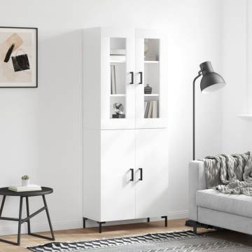 Stylish Highboard High Gloss White - 69.5x34x180 cm