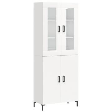 Stylish Highboard High Gloss White - 69.5x34x180 cm