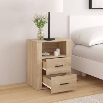 Sleek Sonoma Oak Bedside Cabinet | 50x36x60 cm Engineered Wood