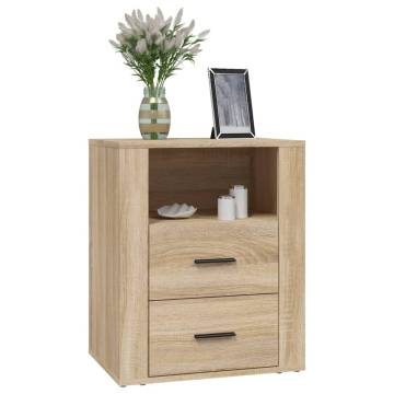 Sleek Sonoma Oak Bedside Cabinet | 50x36x60 cm Engineered Wood